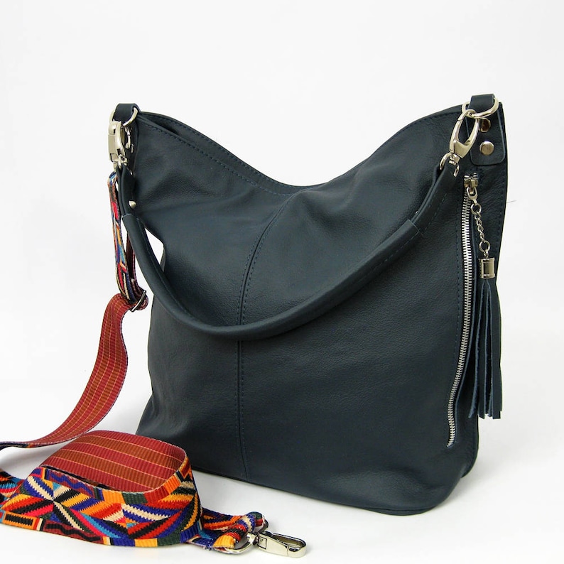 blue hobo handbag