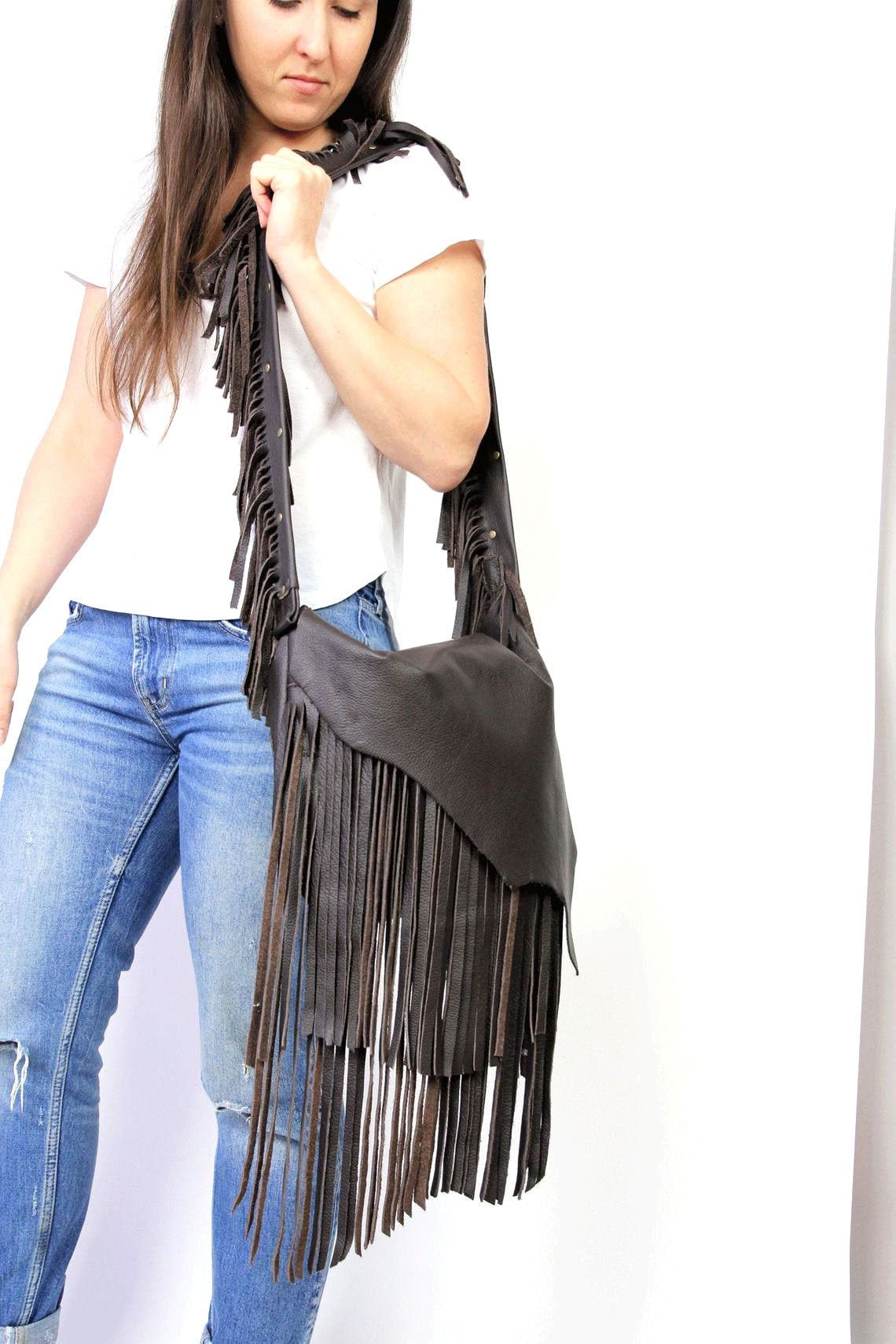 Dark Brown Boho Bag Western Fringe Purse Festival Bag Boho Etsy