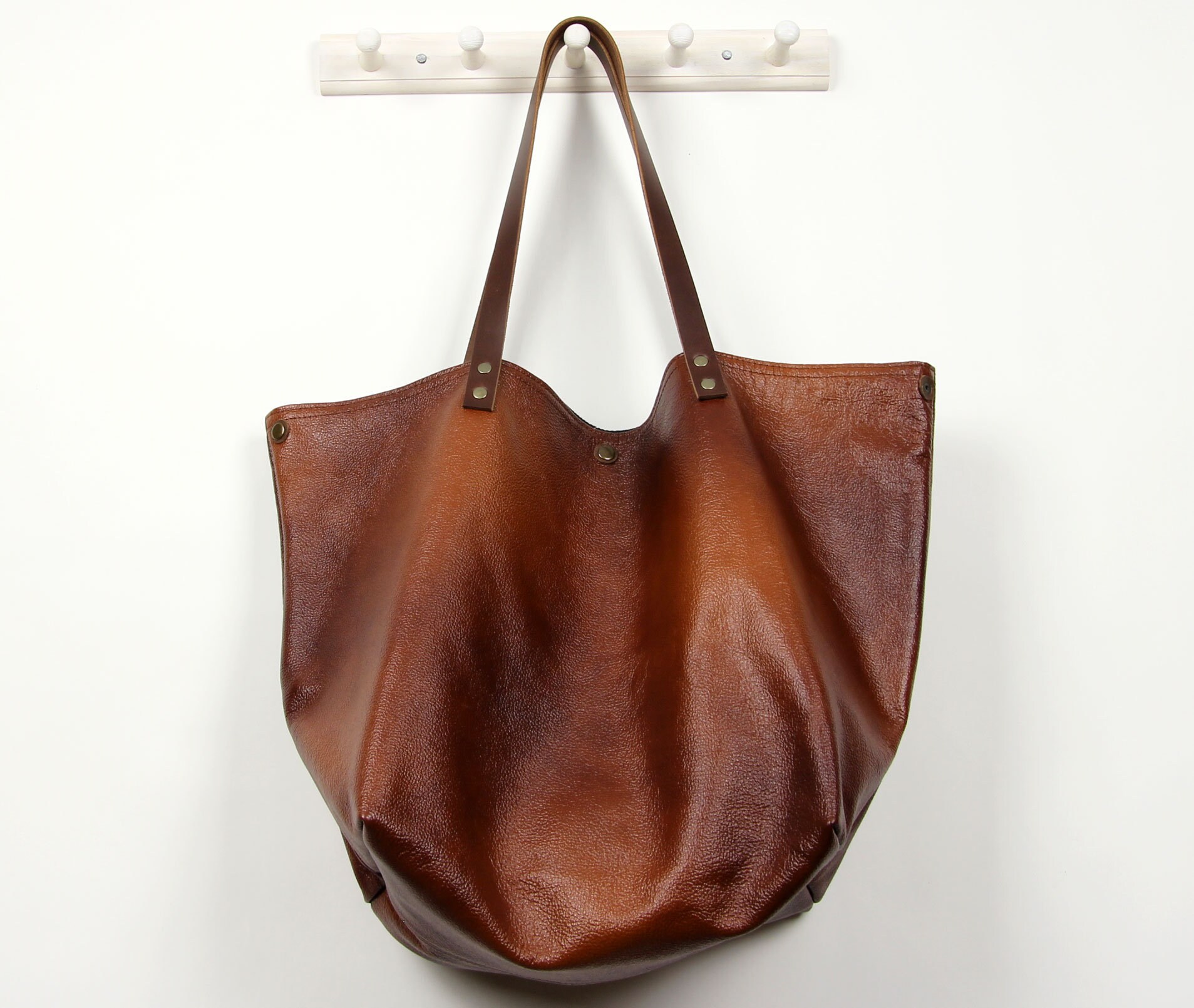 Black Leather Shopping Bag