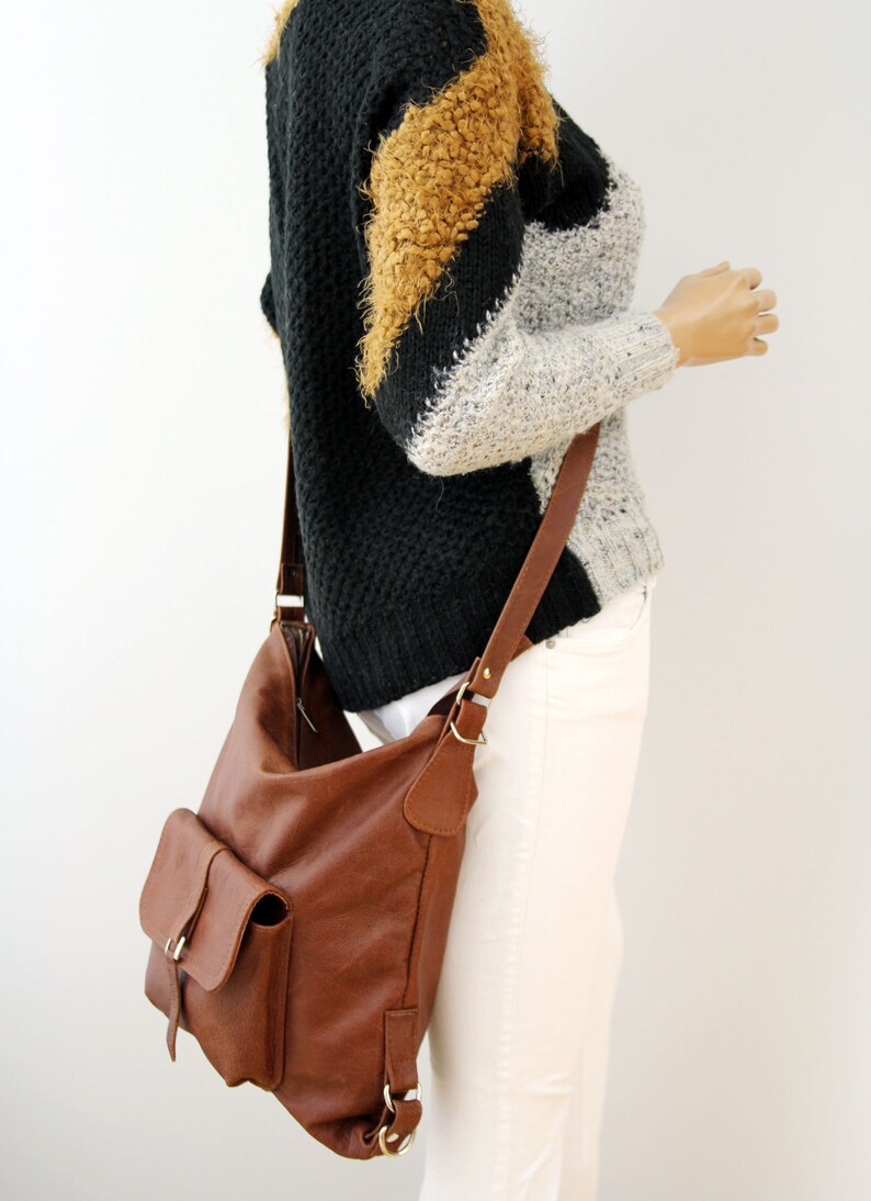 Convertible soft leather backpack for women