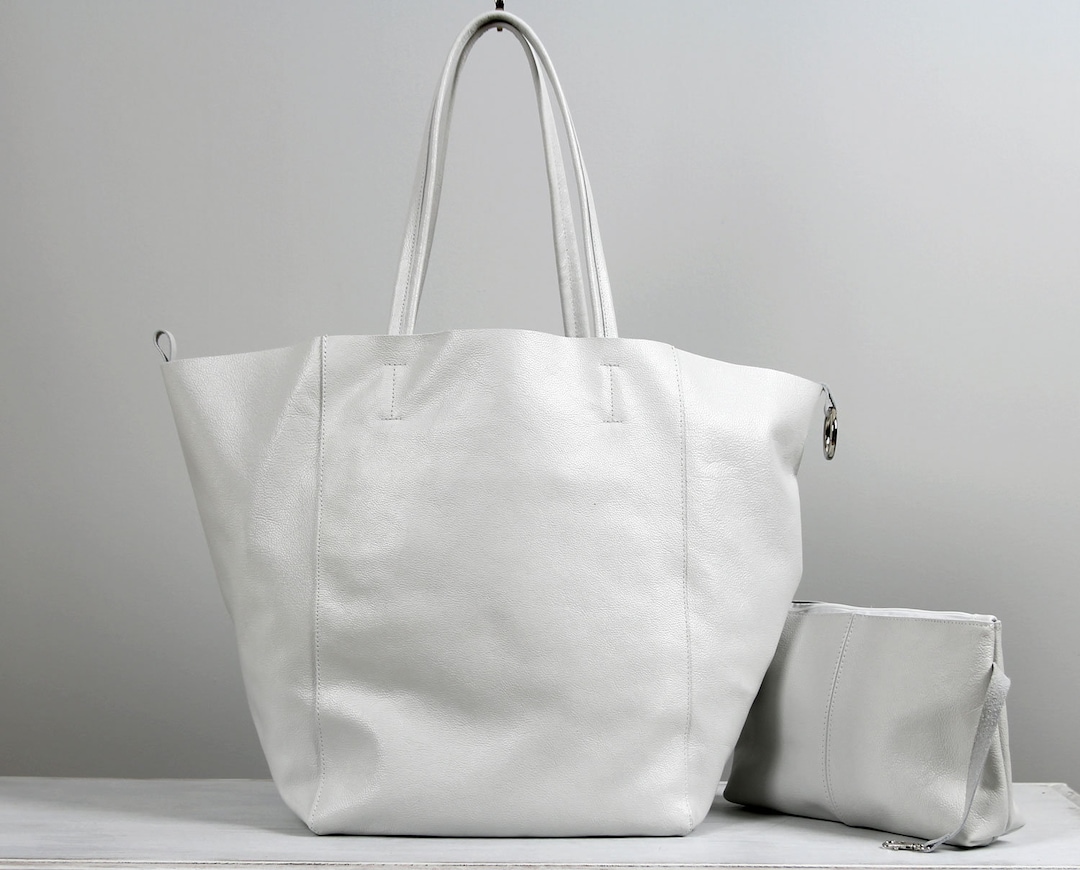 White Oversized Tote Bag Large Leather Shoulder Bag Large Tote Bag Everyday Handbag for Women White Leather Tote Bag Etsy