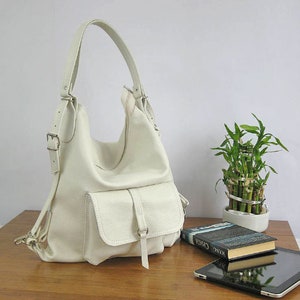 Convertible Backpack, White Backpack purse, bag & backpack, convertible leather bag, Convertible Leather backpack, Woman backpack