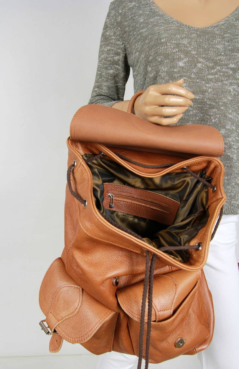 Large backpack With Lots of Pockets Handcrafted Leather Etsy