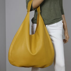 LEATHER hobo bag, Modern Handbag for Women, Soft chestnut yellow leather purse, Every Day Bag, purses and bag