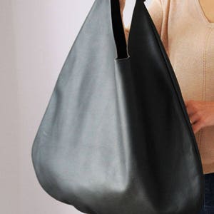 BLACK LEATHER HOBO bag, Black Handbag for Women, Black Handbag for Women, Soft Leather Bag, Every Day Bag, Women black bag image 2