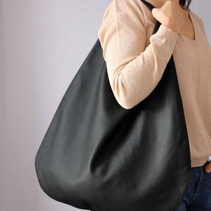 BLACK LEATHER HOBO bag, Black Handbag for Women, Black Handbag for Women, Soft Leather Bag, Every Day Bag, Women black bag image 8