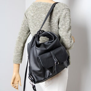 Black Convertible Backpack, Backpack purse, bag & backpack, Black convertible leather bag, Convertible Leather backpack and shoulder bag