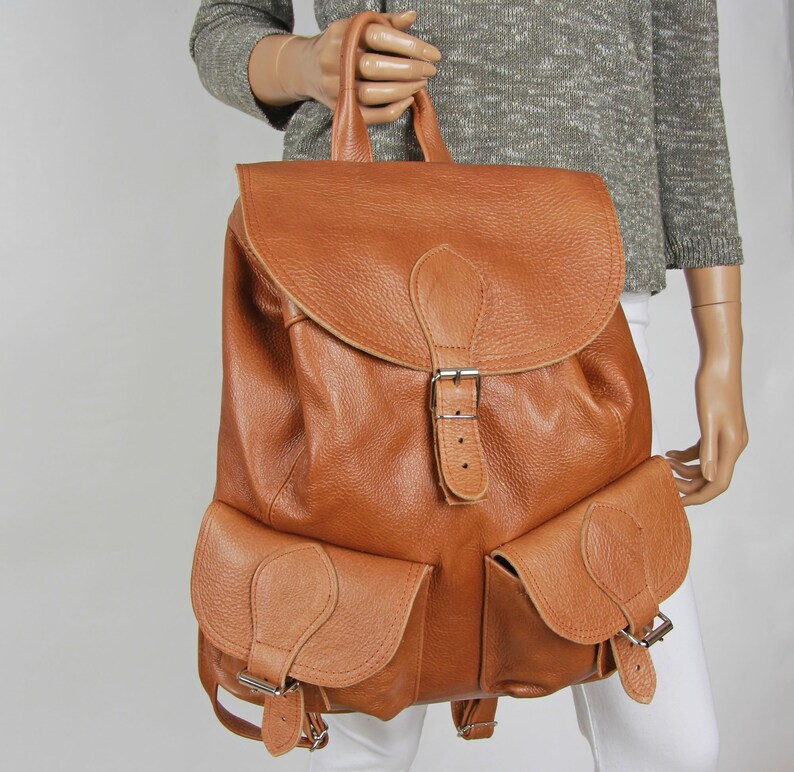 Large backpack With Lots of Pockets Handcrafted Leather Etsy
