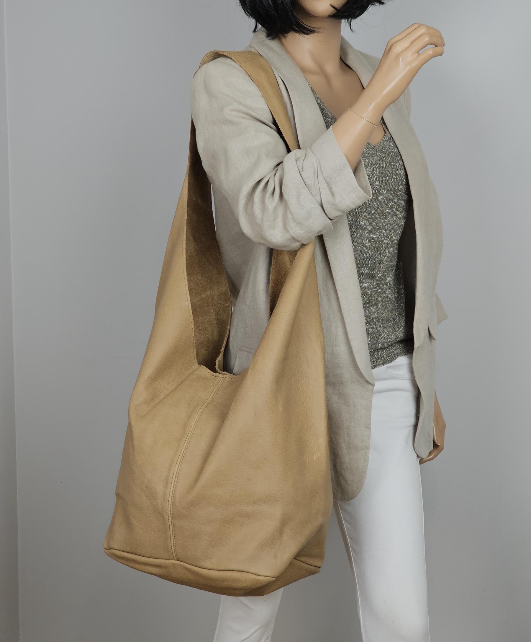Tan leather boho bag deals