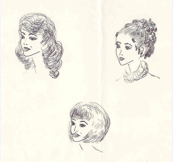 1950 S Hairstyle Pencil Drawing