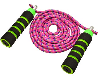 Pink Anna's Rainbow Jump Rope / Kids Playground Rope with Foam Grip and Multi-Color Cord