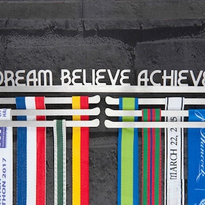 Medal Hanger - Medal Holder – Medal Display - Running Medal Holder - Gifts For Triathletes - Dream Believe Achieve Medal Display