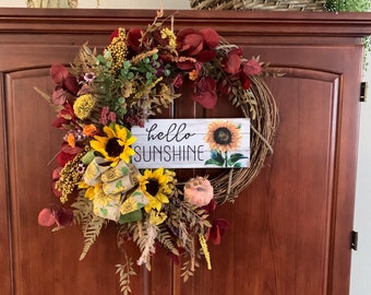 Fall Door Wreath, Autumn Wreath, Sunflower Wreath, Fall Decor, Wreath for Fall, Fall Wreath with Sign, Fall, Autumn Decor, Housewarming Gift