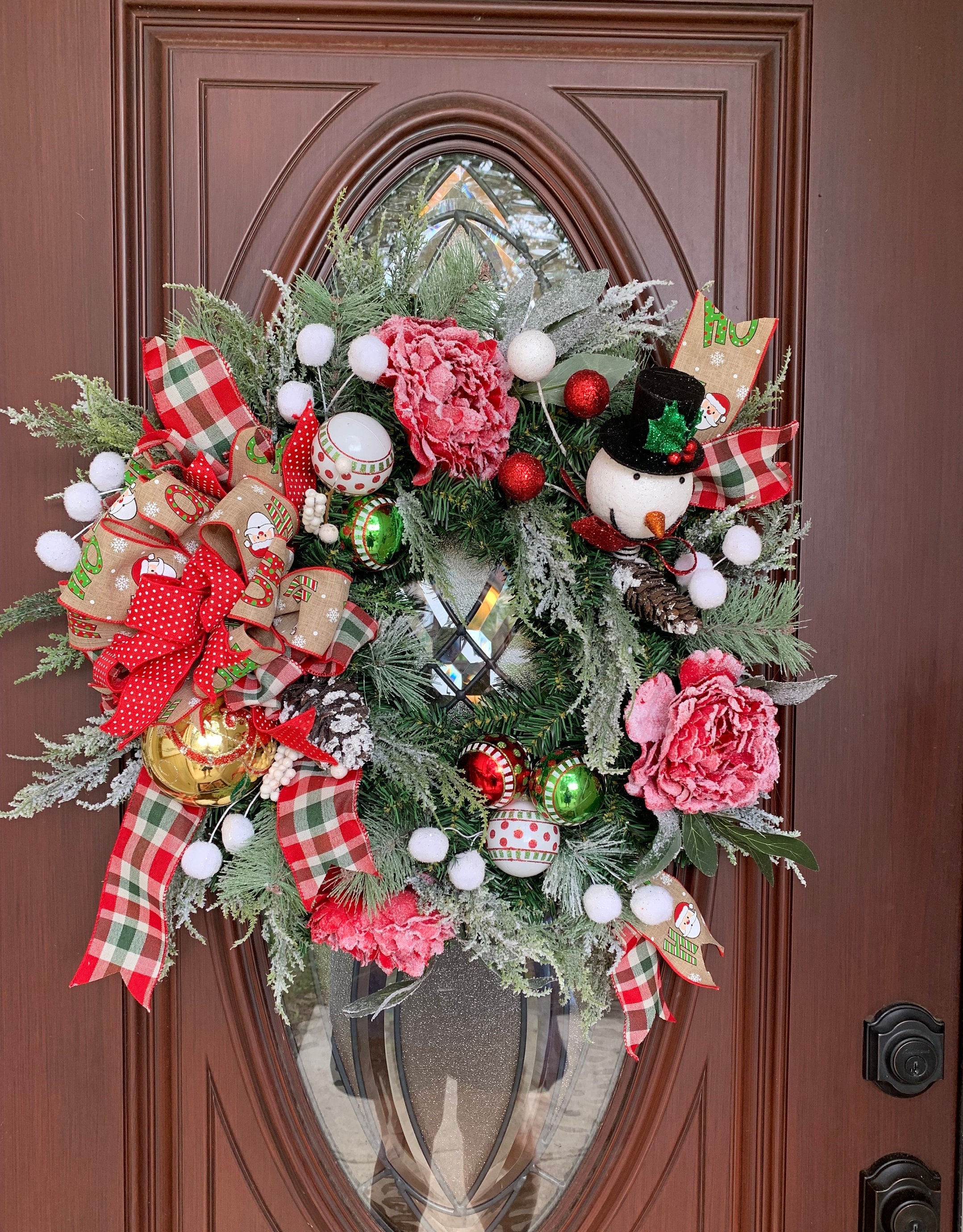 Christmas Door Wreath, Holiday Wreath, Polka Dot Christmas Wreath