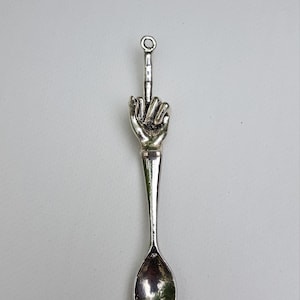 Middle Finger Mini Spoon Pendant, Flip Off Necklace Charm