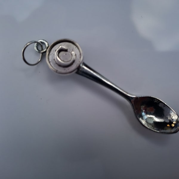 C Letter Spoon Mini Silver Spoon Pendant  ~ Personalized Letter Necklace