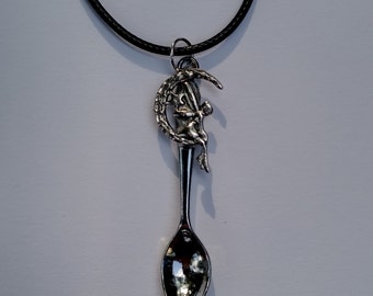 Fairy Spoon Necklace, Silver Tone Pendant, USA Made