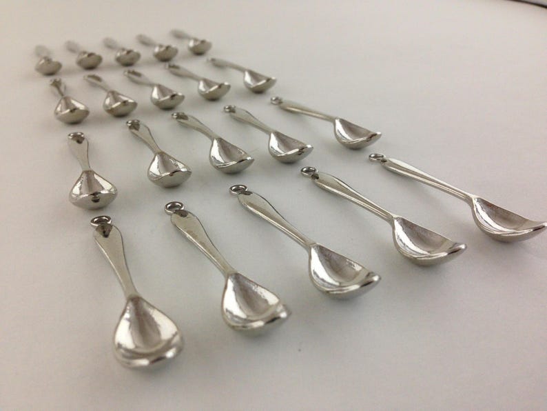40 Mini Silver Spoon Pendants FAST SHIPPING Etsy
