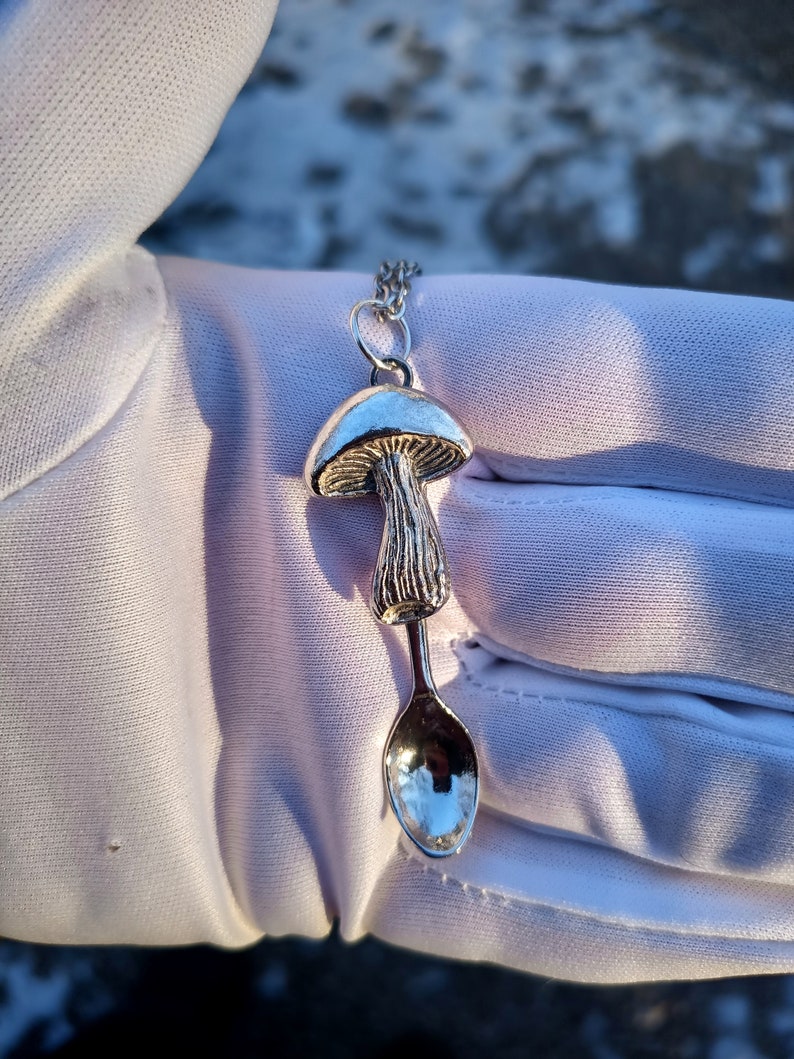 Mushroom Mini Spoon Pendant Necklace image 3