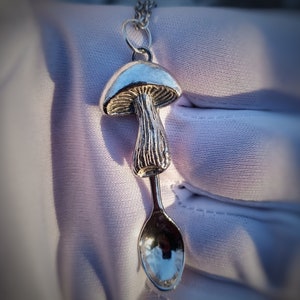 Mushroom Mini Spoon Pendant Necklace image 1