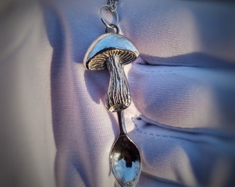 Mini Spoon Mushroom Pendant Necklace