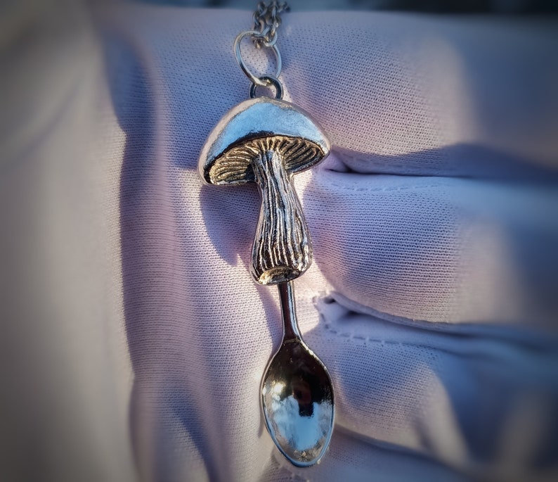 Mushroom Mini Spoon Pendant Necklace image 1