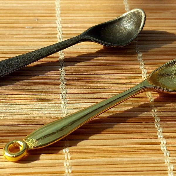 Mini Spoon Pendants - Choose from GOLD or Bronze Colors - Wholesale Mini Salt Spoon Necklace Pendant