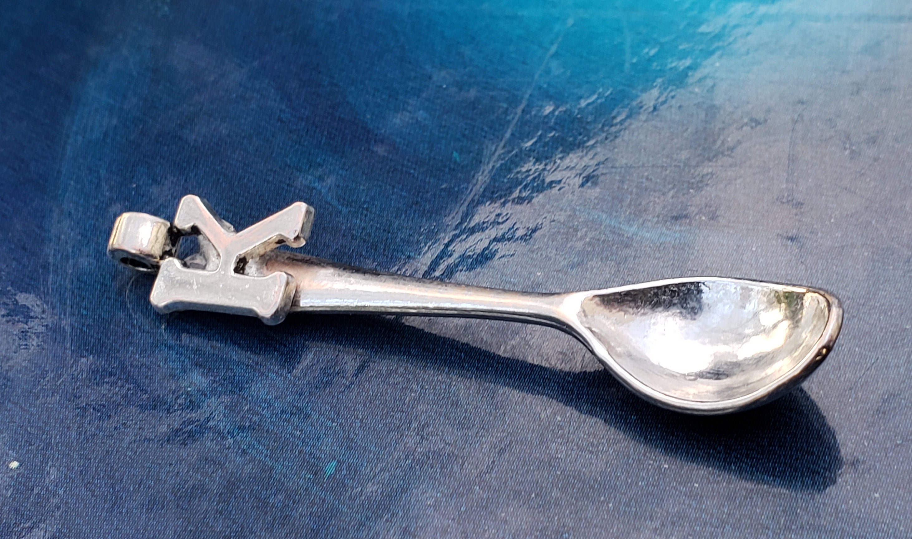 K Letter Spoon Mini Silver Spoon Pendant Personalized Etsy