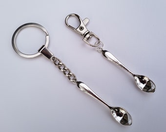 Mini Spoon Keychain, Tiny Spoon, Silver Spoon, Spell Spoon, Apothecary Spoon, Spoon Charm Pendant ~ SPACED SPOONS