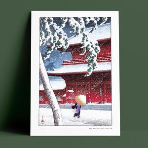 Kawase Hasui - Zojoji Temple Snow Print, Japanese Woodblock, Museum Quality Giclée