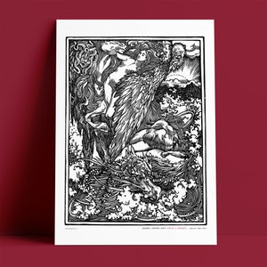 JOHANNES JOSEPHUS AARTS - Perseus & Andromeda - Greek Mythology - Woodcut - Printable Fine Art, High Res, Digital Download