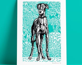 Moriz Jung - Greyhound, Museum Quality Print, Wiener Werkstätte Woodcut Art
