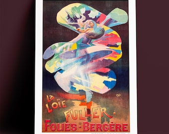 Loïe Fuller Art Nouveau Poster, Folies Bergère, Archival Giclée Print