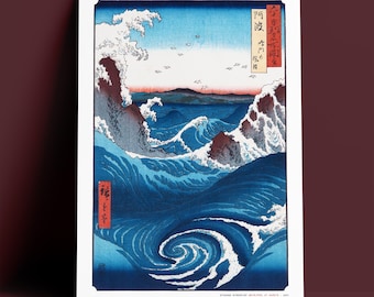 歌川広重作「阿波鳴門の風波図」木版画、ジクレー、版画、海景、渦潮