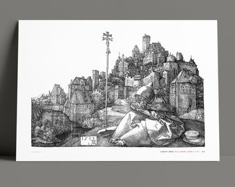 ALBRECHT DÜRER - St Anthony Before A City - Fine Art Giclée Print - Engraving - Renaissance - 100% Cotton Rag - Archival, Museum Grade