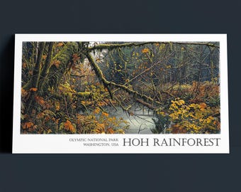 Hoh Rainforest Olympic National Park, Archival Giclee Print, Lithograph Style Photo Art