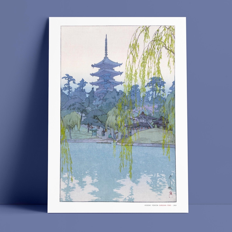Hiroshi Yoshida Sarusawa Pond Japanese Art Print, Restored Woodblock Archival Museum Quality image 1