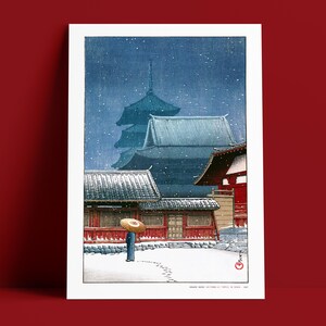 Kawase Hasui Shitenno-ji Temple Print, Japanese Woodblock Art, Archival Museum Quality