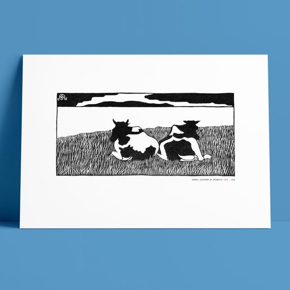Samuel Jessurun de Mesquita: Cows, Dutch Fine Art Linocut, Museum Quality Giclee Print