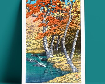 川瀬巴水版画：宮城県の秋の農家 - Etsy 日本