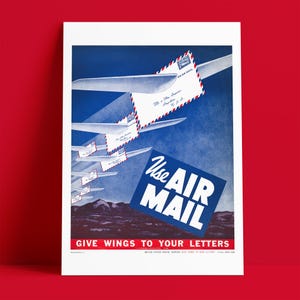 SERVICIO POSTAL DE EE. UU. - Dale alas a tus cartas - Correo aéreo, cartas, Estados Unidos, publicidad, póster vintage - Impresión Giclée de bellas artes, calidad de archivo