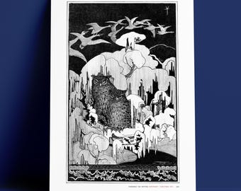 Theo Van Hoytema - Christmas Eve, Art Nouveau Owl Print, Dutch Fine Art Giclée