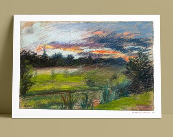 Paul Huet, Blue & Orange Sky, Archival Giclée Print, French Countryside Fine Art