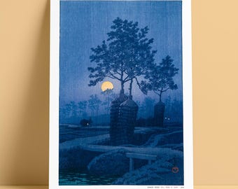 Kawase Hasui Full Moon Giclée Print - Japanese Woodblock Art, Museum Quality