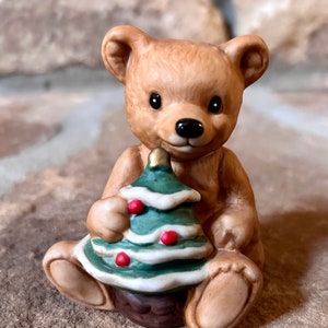 Vintage Homco Christmas Bear Figurine, 5505, Vintage Christmas, Ceramic Bear, 1970s Christmas