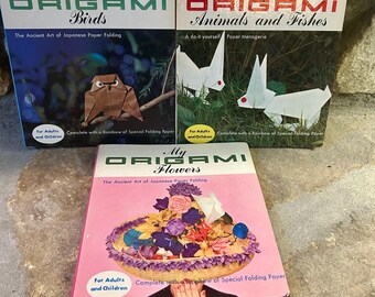 Set of Three Vintage Origami How-To Books, 1964, My Origami Animals, Fishes, Flowers, Birds, RARE Vintage Books, Origami, 1960s