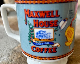 Vintage Maxwell House Pedestal Coffee Cup, ITD USA Japan Label, Ceramic Cups, Gifts for Coffee Lovers