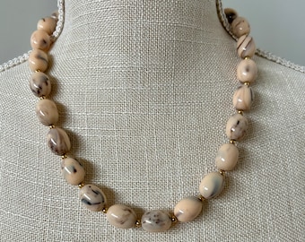 Vintage Joan Rivers Bead Necklace, Peach and Gray, Neutral Bead Necklace, QVC Jewelry, Vintage Necklace, Joan Rivers Jewelry