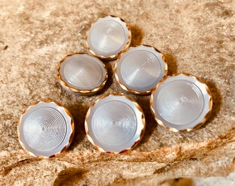 Glass Buttons - Metallic Glass Buttons - Gray Buttons - Gold Buttons - Silver Buttons - Antique Buttons - Vintage Sewing - Czech Glass