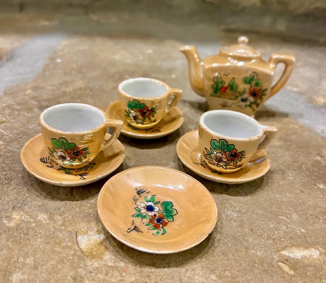 Full Retro Tea Set Vintage Lustre Ware Ceramic Miniature Tea Set, 1960s Japan, Hand ...